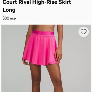 Lululemon NAVY BLUE Court Rival High Rise tennis skirt